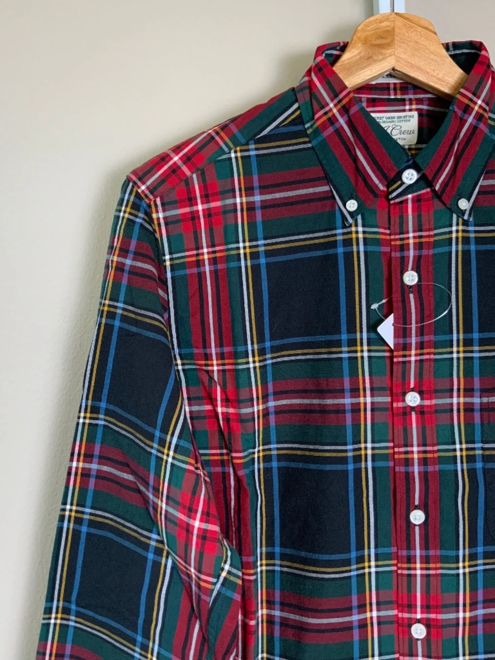 J. Crew Classic Stretch Secret Wash Stewart Tartan Organic Cotton Oxford Shirt
